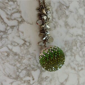 Green Crystal Disco Ball Necklace